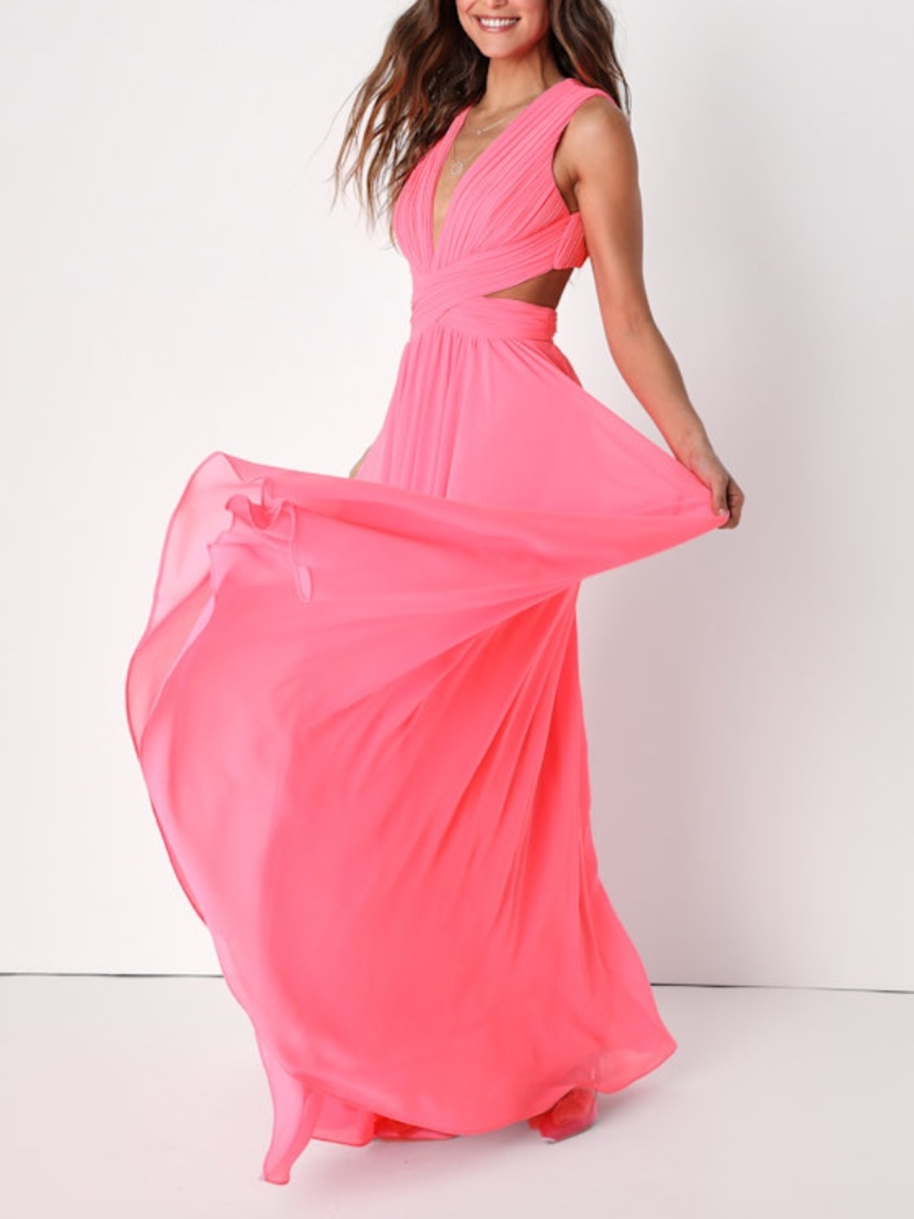 Lulus Vivid Imagination Neon Pink Cutout Maxi Dress - Size S